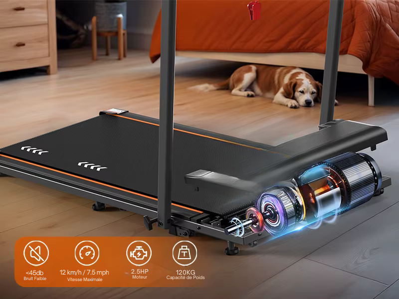 Niveau sonore faible 45 dB du tapis de course T12