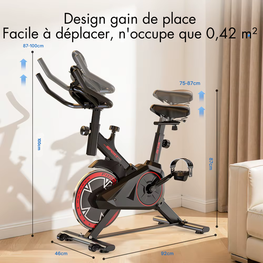 Vélo d'appartement K101 compact gain de place, 0,42 m² au sol