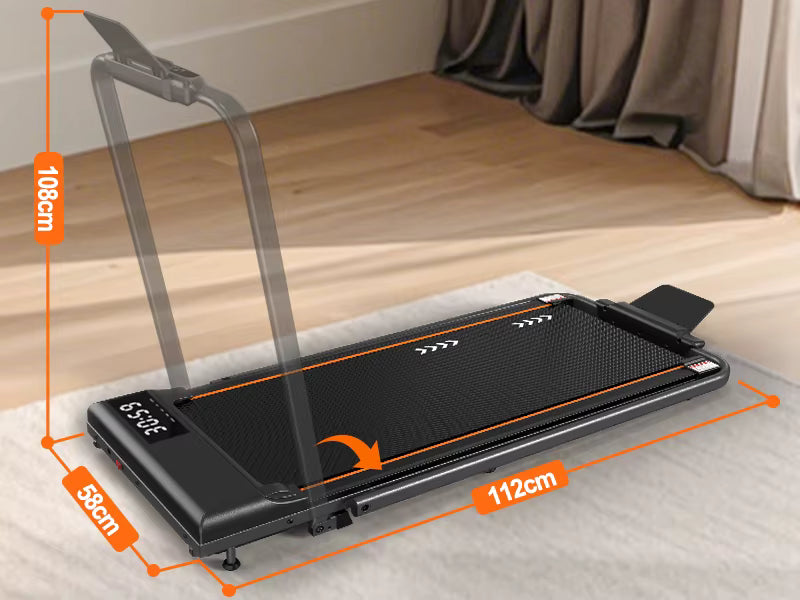 Tapis de course T12 plié en position verticale