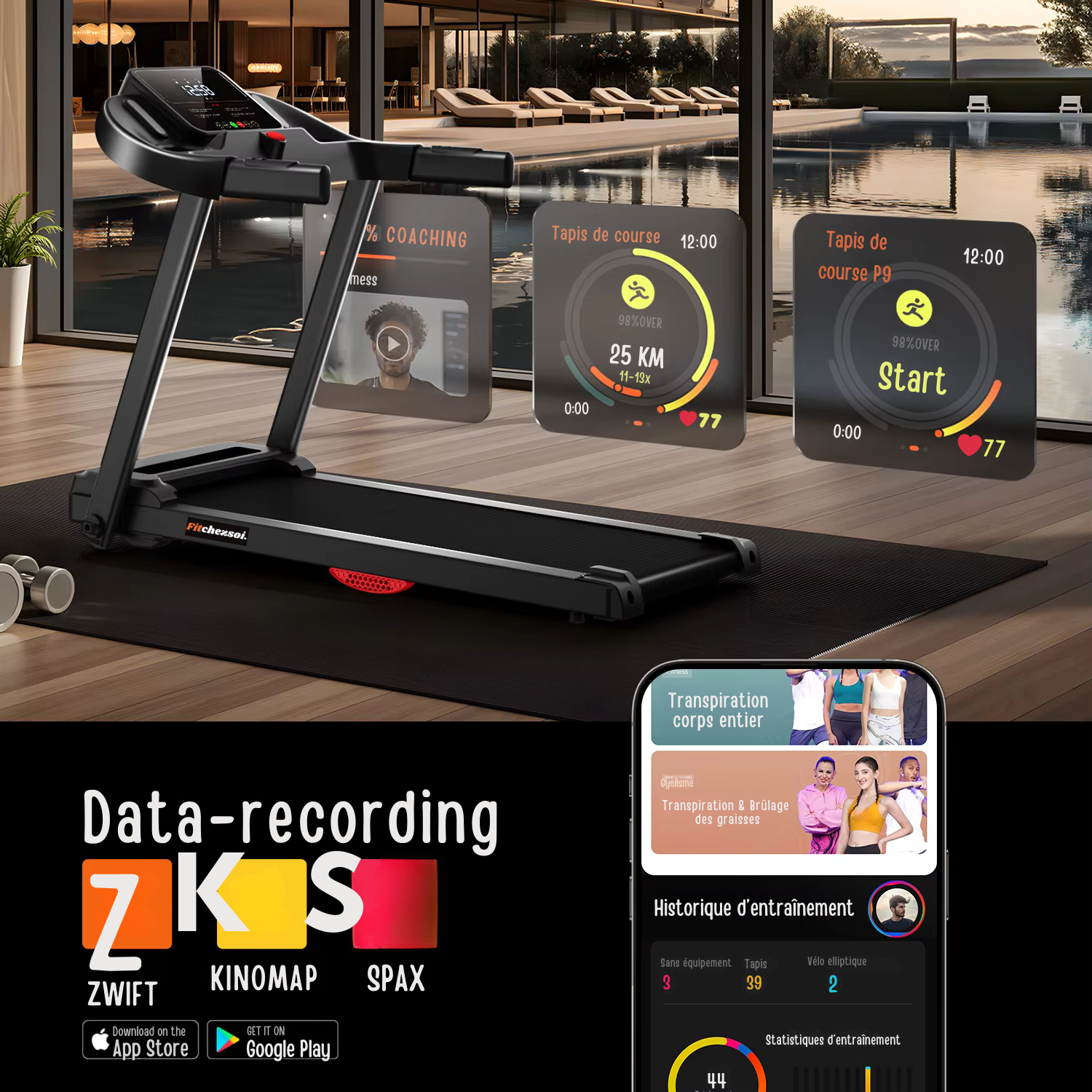 Fitchezsoi tapis de course 14 km/h