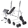 Banc d'entraînement complet avec support de barre et charges 90 kg Fitchezsoi